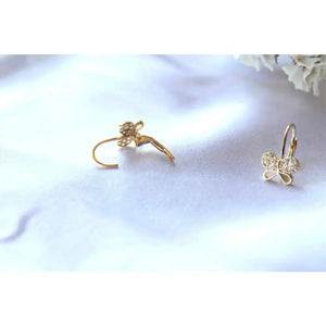 Stunning 14K Gold Butterfly Leverback Earrings - Exquisite Handmade Dangle Jewelry Gift for Her.