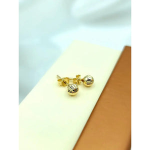 Stunning 14K Gold Diamond Cut Ball Stud Earrings - Dainty Textured Minimalist Jewelry for Everyday Elegance.