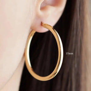 Stunning 14K Gold Large Dome Hoop Earrings - Timeless Elegance in Every Pair!.