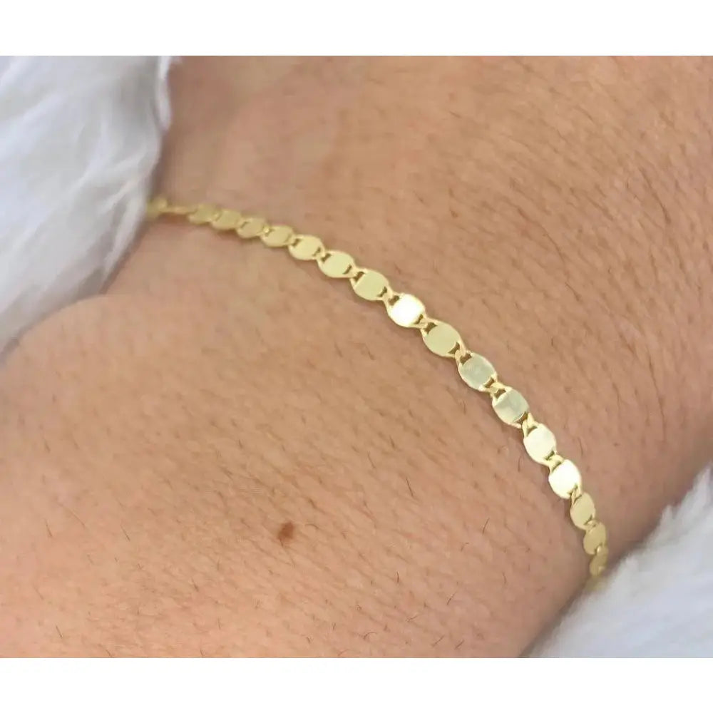 Stunning 14K Solid Gold 3mm Mirror Chain Bracelet/Anklet for Women – Durable Elegance!.