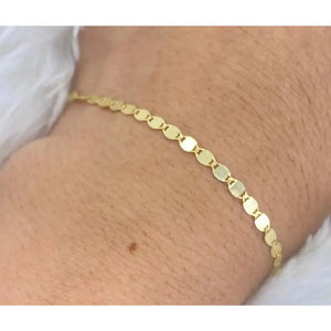 Stunning 14K Solid Gold 3mm Mirror Chain Bracelet/Anklet for Women – Durable Elegance!.