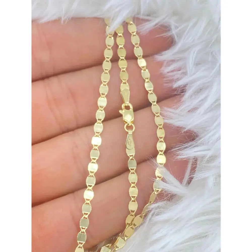 Stunning 14K Solid Gold 3mm Mirror Chain Bracelet/Anklet for Women – Durable Elegance!.