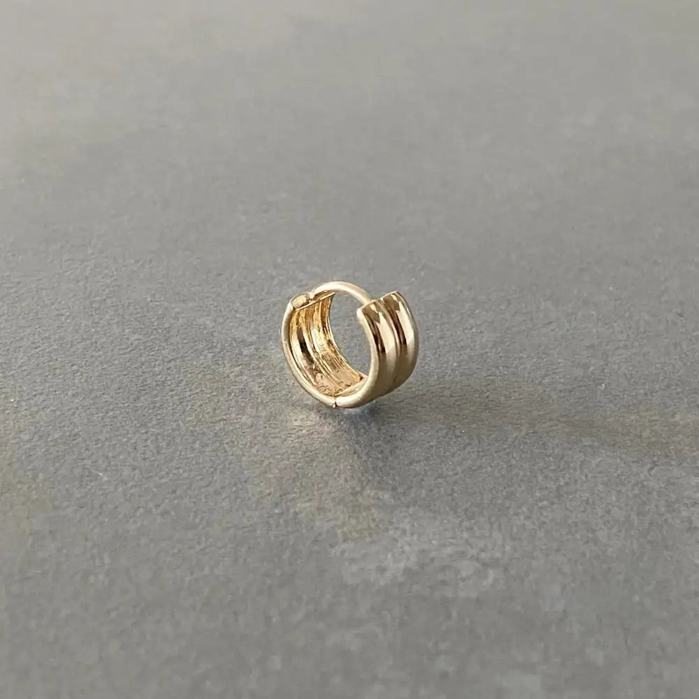 Stunning 14K Solid Gold Chunky Huggie Earrings - Fashionable 11mm Hinged Gold Hoops.