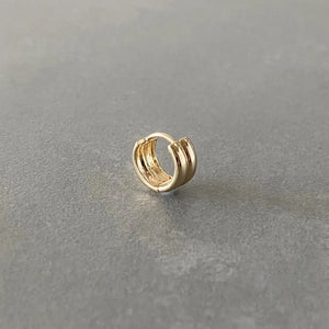 Stunning 14K Solid Gold Chunky Huggie Earrings - Fashionable 11mm Hinged Gold Hoops.