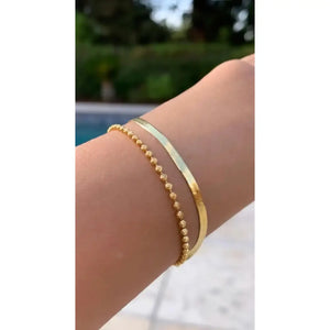 Stunning 14K Solid Gold Herringbone Bracelet - Elegant 2.5mm Italian Liquid Link Design for Women.