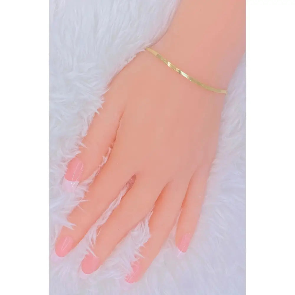 Stunning 14K Solid Gold Herringbone Bracelet - Elegant 2.5mm Italian Liquid Link Design for Women.