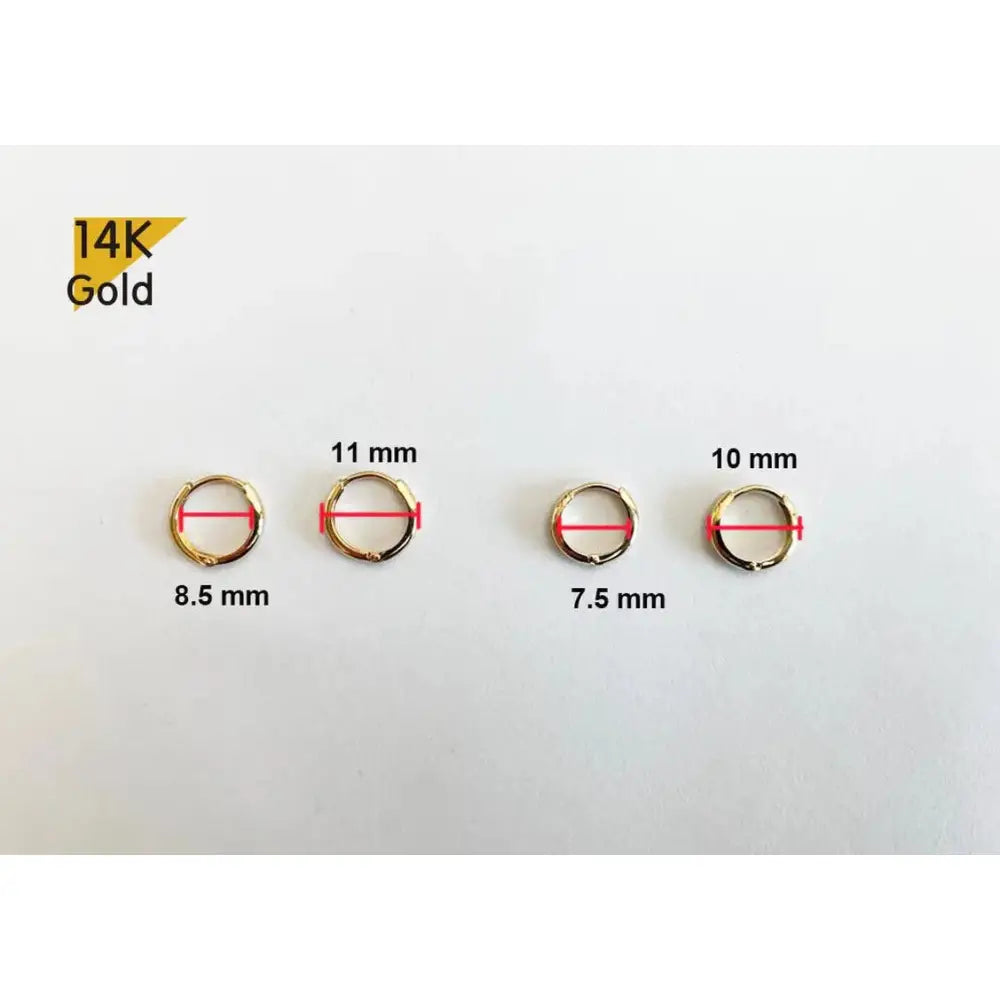 Stunning 14K Solid Gold Minimalist Hoop Earrings - Elegant and Versatile, Available as Single or Pair.