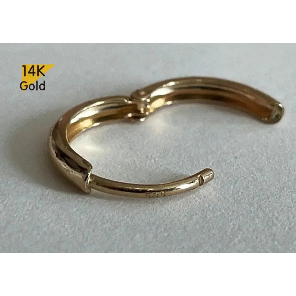 Stunning 14K Solid Gold Minimalist Hoop Earrings - Elegant and Versatile, Available as Single or Pair.