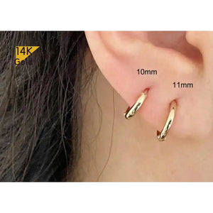 Stunning 14K Solid Gold Minimalist Hoop Earrings - Elegant and Versatile, Available as Single or Pair.