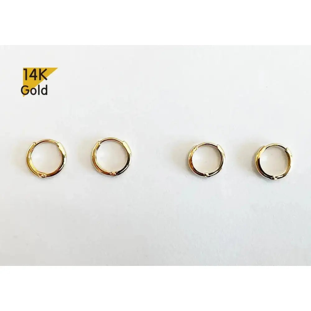 Stunning 14K Solid Gold Minimalist Hoop Earrings - Elegant and Versatile, Available as Single or Pair.