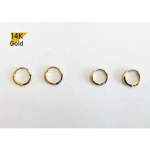 Stunning 14K Solid Gold Minimalist Hoop Earrings - Elegant and Versatile, Available as Single or Pair.