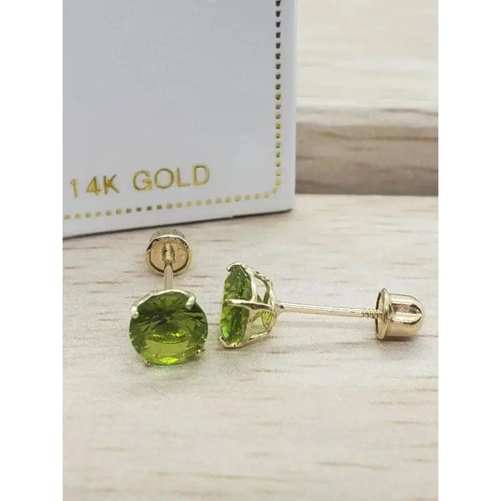 Stunning 14K Solid Gold Peridot Earrings - Elegant August Birthstone Screw Back Studs.