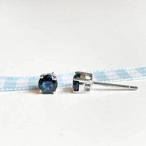 Stunning 14K Solid Gold Sapphire Stud Earrings - Genuine Round Blue Gemstones for Women.