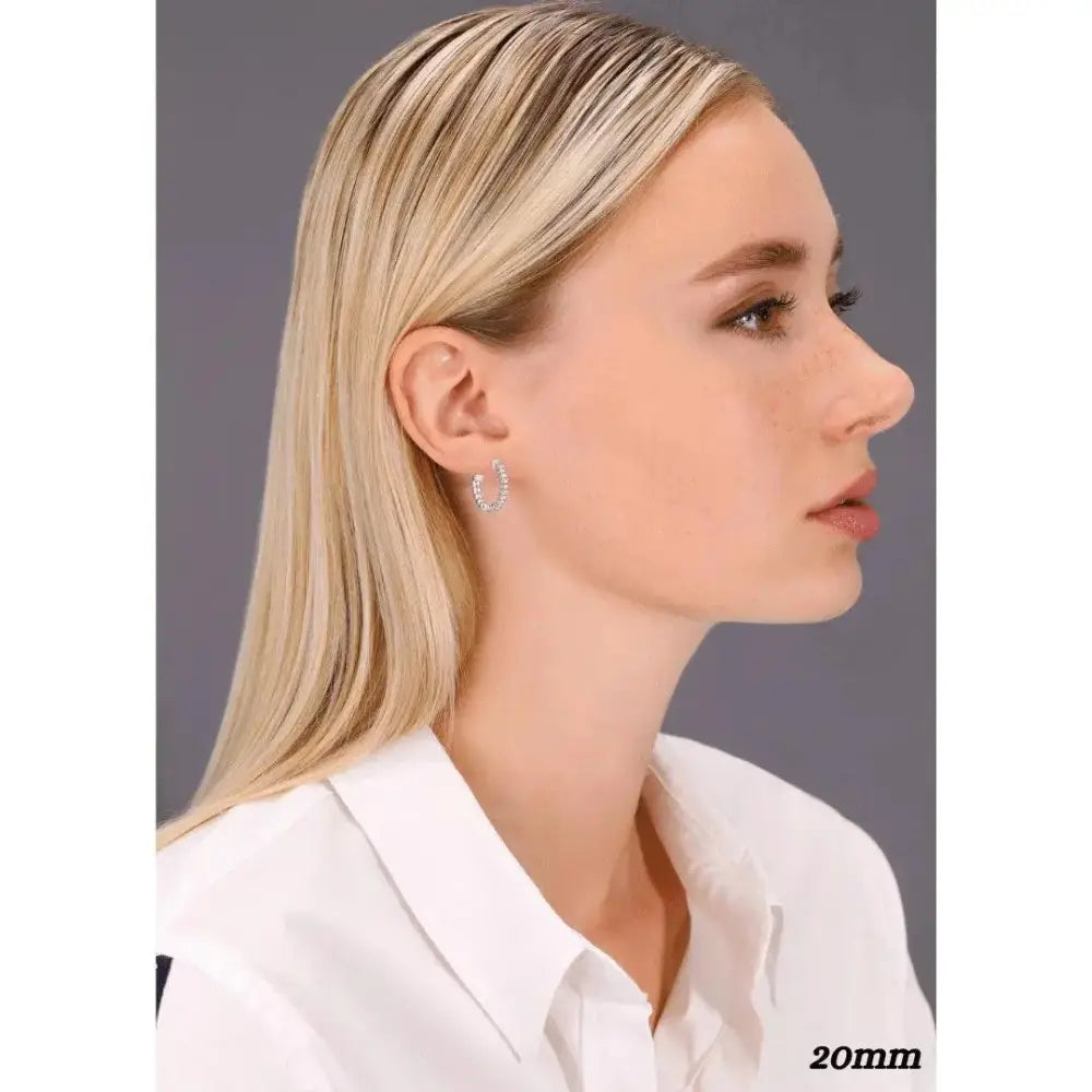 Stunning 14K Solid White Gold Half Eternity Huggie Hoop Earrings with 0.52 CTW Real Diamonds.