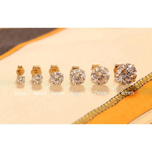 Stunning 14K Solid Yellow Gold CZ Stud Earrings Set - 3 Pairs of Round Screw Back Sleeper Earrings by TILO Jewelry.