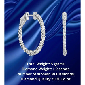Stunning 14K White Gold Diamond Hoop Earrings - 1.02 Carats of Brilliance by TILO Jewelry