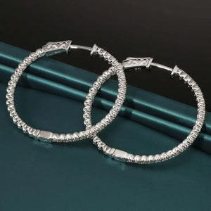 Stunning 14K White Gold Diamond Hoop Earrings - 1.55 Carats Total Weight.