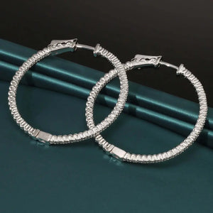 Stunning 14K White Gold Inside-Out Diamond Hoop Earrings - 1.03 CTW Elegance.