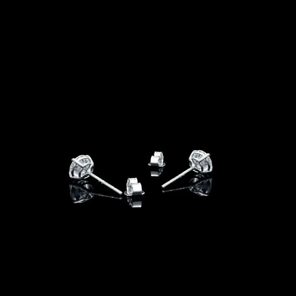 Stunning 14K White Gold Lab-Created Diamond Stud Earrings - Elegant Push Back Basket Design, 0.25 to 8.00 Ct Sizes Available.