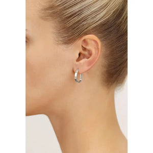 Stunning 14K White Gold Lightweight Rectangular Hoop Earrings for Ultimate Comfort.