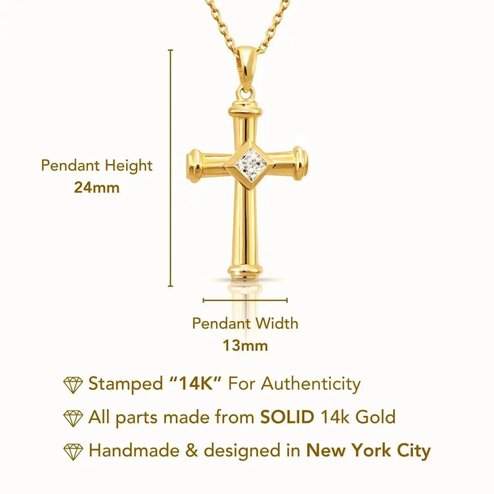 Stunning 14K Yellow Gold Cross Pendant Necklace - Timeless Elegance.