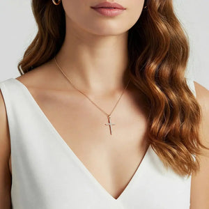 Stunning 14K Yellow Gold Cross Pendant Necklace with 18" Cable Chain.
