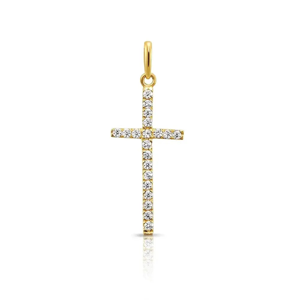 Stunning 14K Yellow Gold Cross Pendant Necklace with 18" Cable Chain.