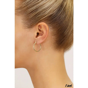 Stunning 14K Yellow Gold Diamond-Cut Hand Engraved "X-Pattern" Round Hoop Earrings - Available in Small, Medium, and Large by TILO Jewelry.