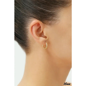 Stunning 14K Yellow Gold Diamond-Cut Hand Engraved "X-Pattern" Round Hoop Earrings - Available in Small, Medium, and Large by TILO Jewelry.