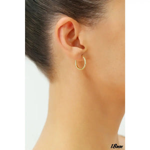 Stunning 14K Yellow Gold Diamond-Cut Hand Engraved "X-Pattern" Round Hoop Earrings - Available in Small, Medium, and Large by TILO Jewelry.