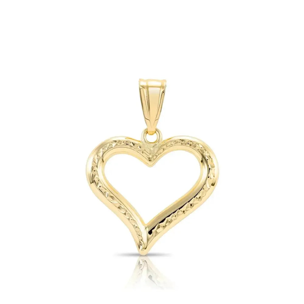 Stunning 14K Yellow Gold Diamond-Cut Heart Pendant Necklace with 18" Cable Chain.