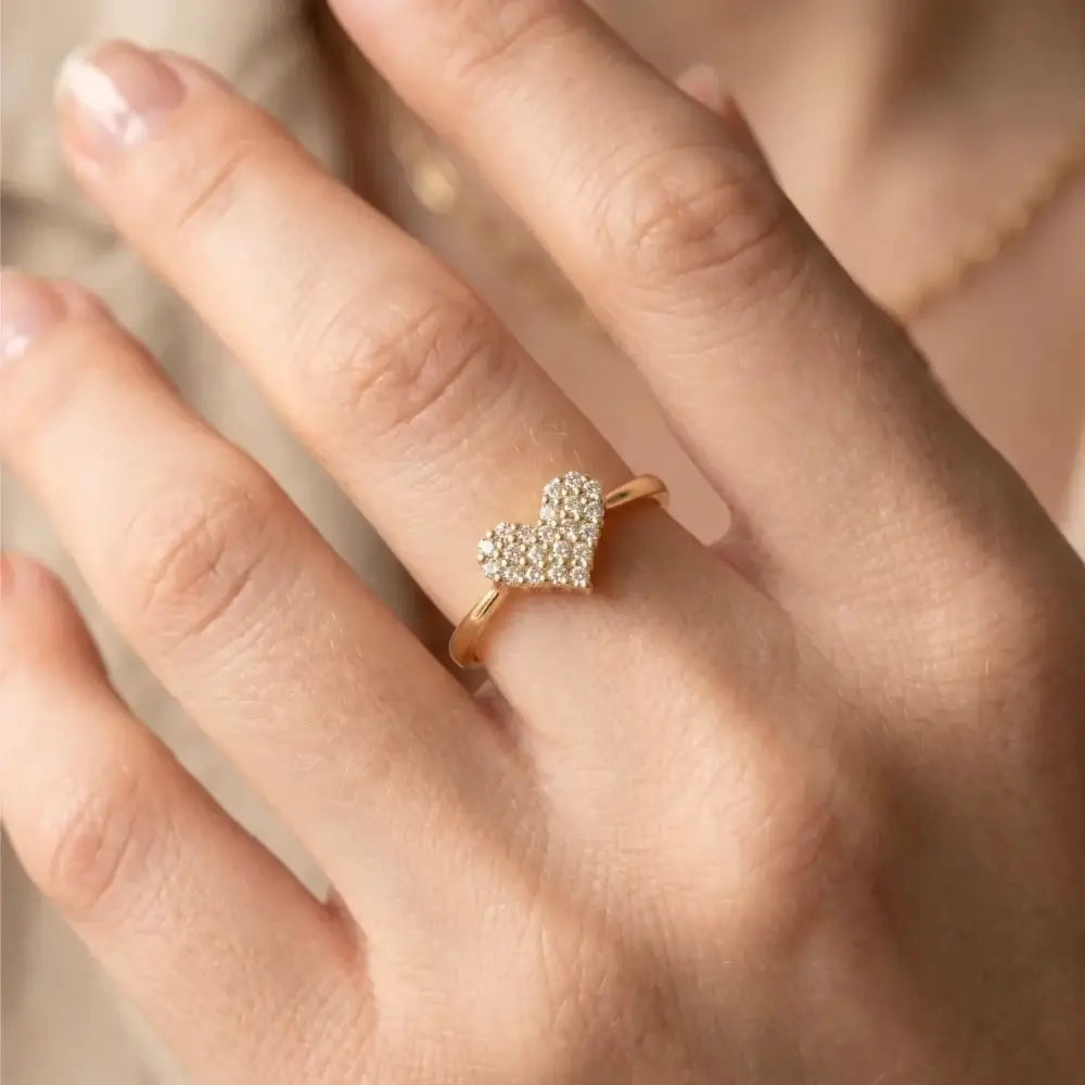 Stunning 14K Yellow Gold Diamond Heart Ring 0.31Ctw – Perfect Romantic Gift for Her, Anniversaries & Everyday Elegance.