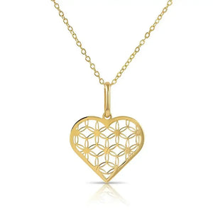 Stunning 14K Yellow Gold Floral Heart Pendant with 18" Necklace - A Timeless Gift!.