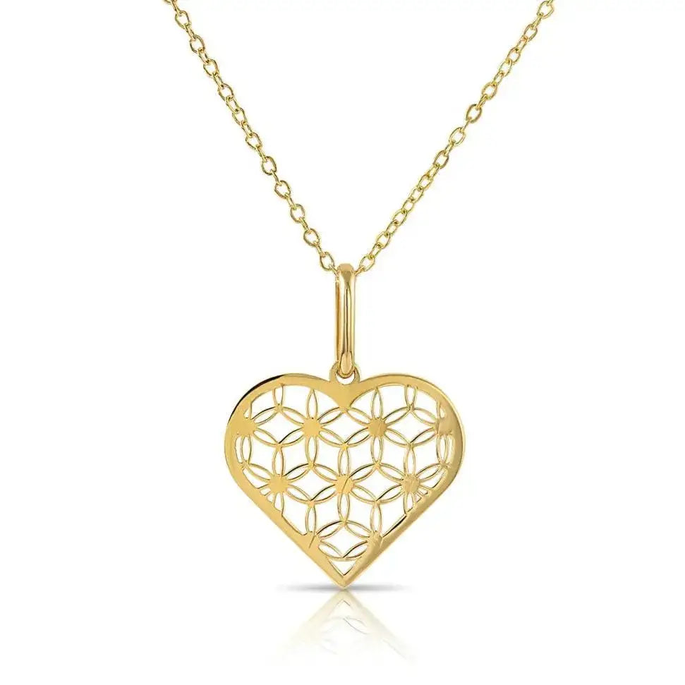 Stunning 14K Yellow Gold Floral Heart Pendant with 18" Necklace - A Timeless Gift!.