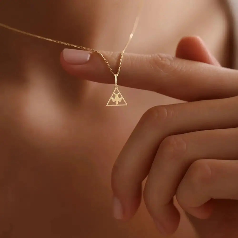 Stunning 14K Yellow Gold Flying Bird Triangle Pendant Necklace - Perfect 18" Gift!.