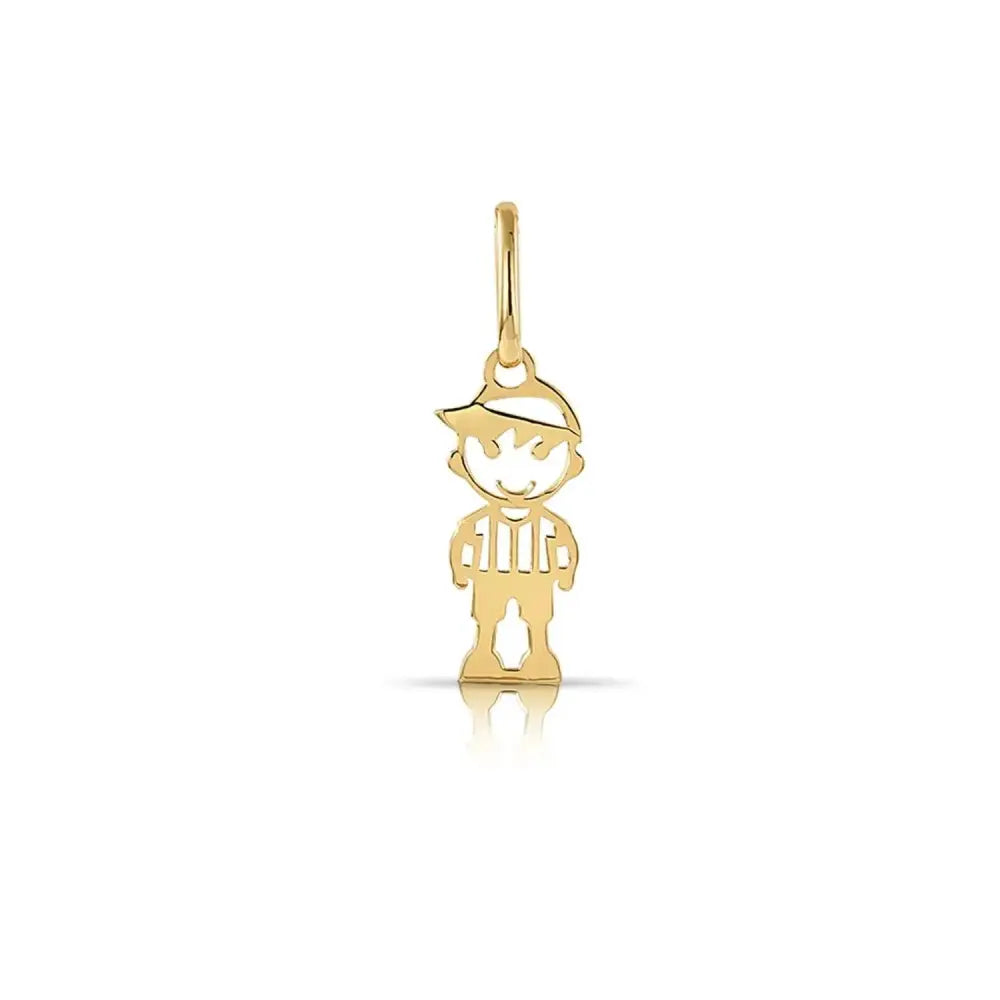 Stunning 14K Yellow Gold Little Boy Pendant with Elegant 18" Necklace.