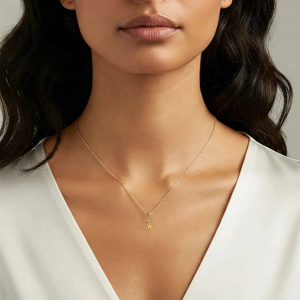 Stunning 14K Yellow Gold Little Boy Pendant with Elegant 18" Necklace.