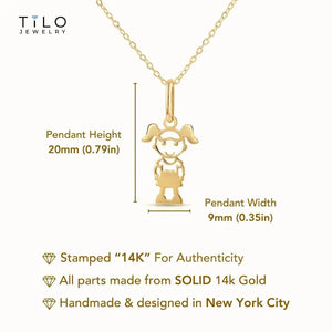 Stunning 14K Yellow Gold Little Girl Pendant Necklace - Perfect Gift for Her!.