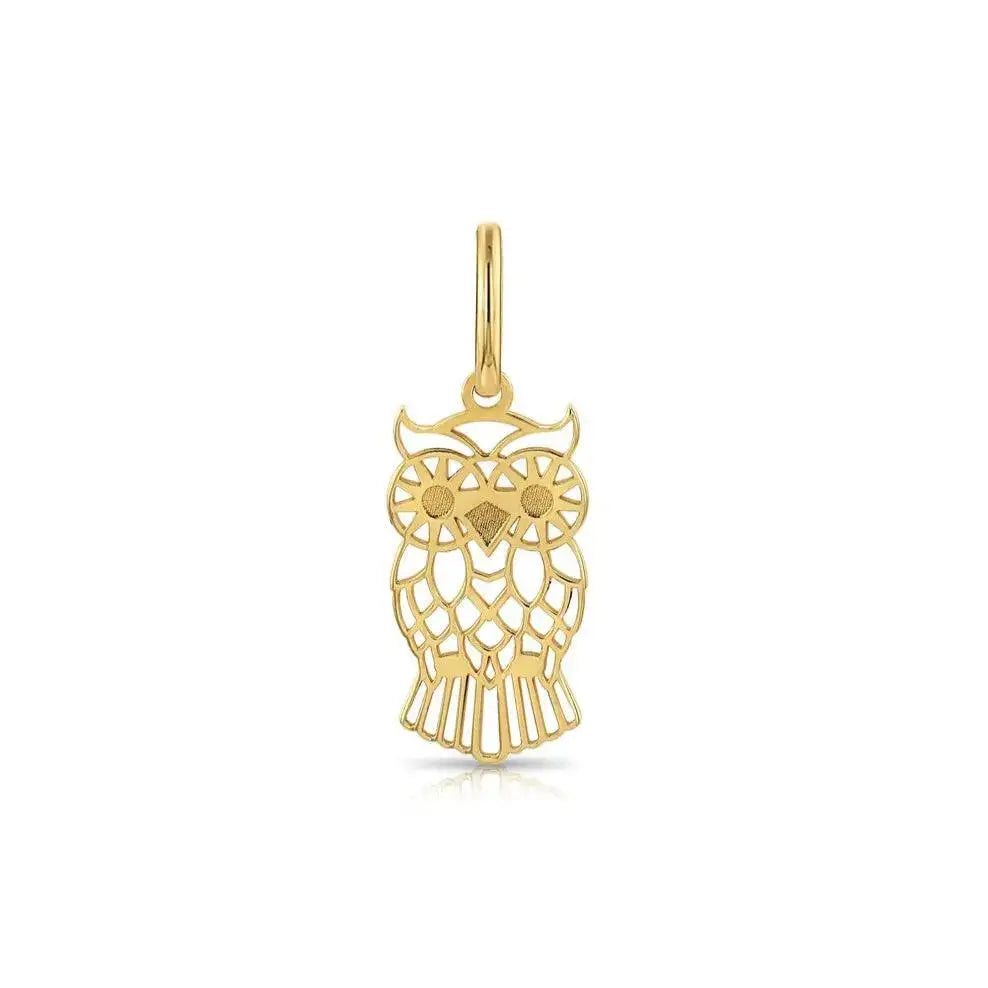 Stunning 14K Yellow Gold Owl Pendant Necklace - A Timeless Charm.