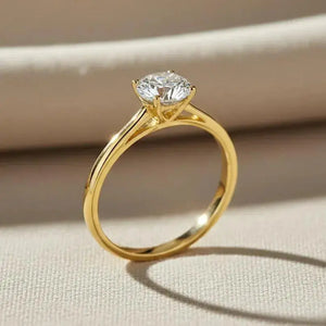 Stunning 14K Yellow Gold Round Solitaire Engagement Ring - 1 Ctw, Timeless Symbol of Love for Proposals and Anniversaries.