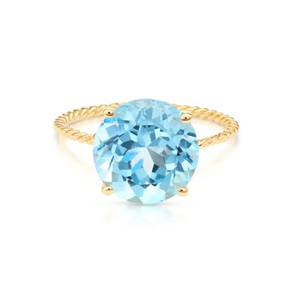 Stunning 14K Yellow Gold Sky Blue Topaz Ring - Perfect Birthday Gemstone Gift for Her!.