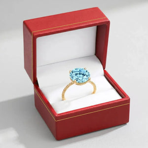 Stunning 14K Yellow Gold Sky Blue Topaz Ring - Perfect Birthday Gemstone Gift for Her!.