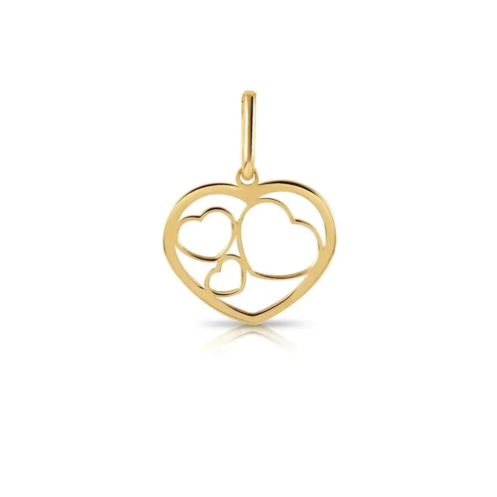 Stunning 14K Yellow Gold Triple Heart Pendant Necklace - The Perfect Timeless Gift.