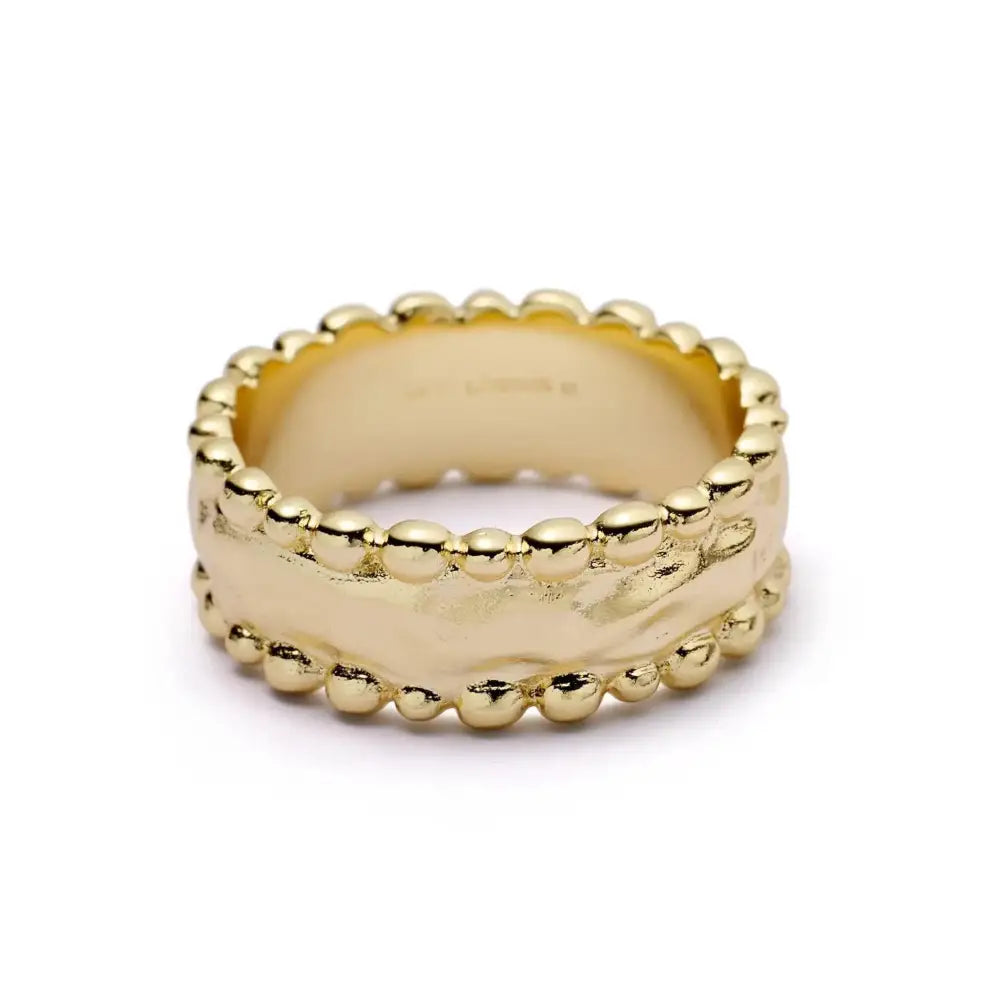 Stunning 18Ct Gold-Plated Amulet Band Ring.