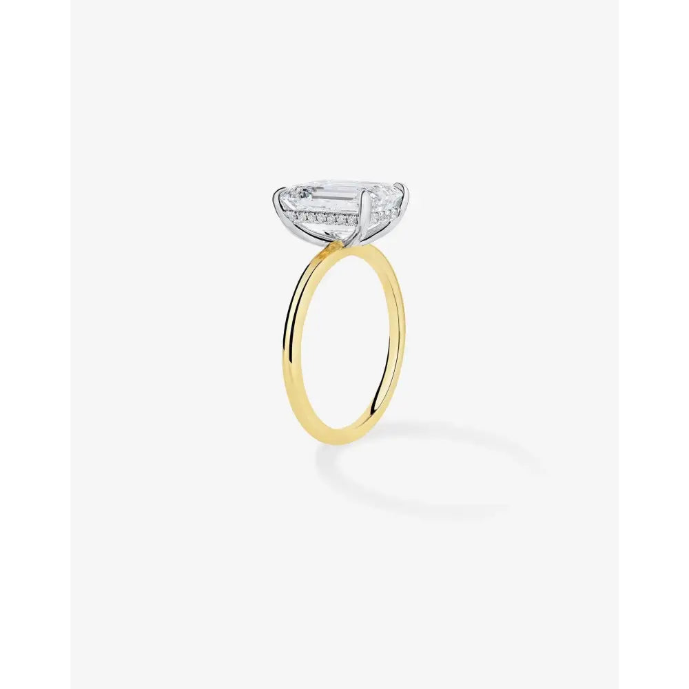 Stunning 2.52 Carat Emerald Lab Diamond in Elegant Whisper Thin® Hidden Halo Setting.