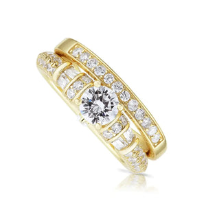 Stunning 2 Carat Round Brilliant-Cut CZ Engagement Ring Set in 925 Sterling Silver – Elegant Two-Tier Stackable Design for Proposals & Anniversaries.