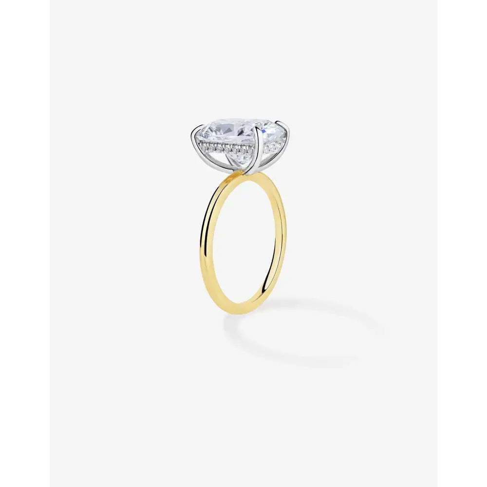 Stunning 3.15 Carat Cushion Lab Diamond with Whisper Thin® Hidden Halo Setting.