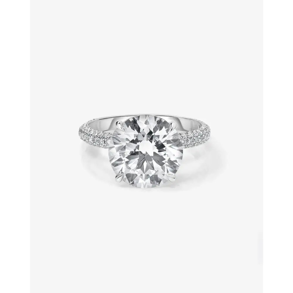 Stunning 3.18 Carat Round Lab Diamond in Elegant Pavé Cloud Setting.