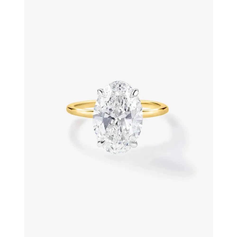 Stunning 3.28ct Oval Lab Diamond Engagement Ring in Ultra Thin 14K Gold Solitaire Setting.