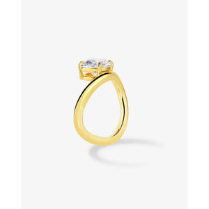 Stunning 3.30ct Oval Diamond Wave Engagement Ring in 14K Gold.